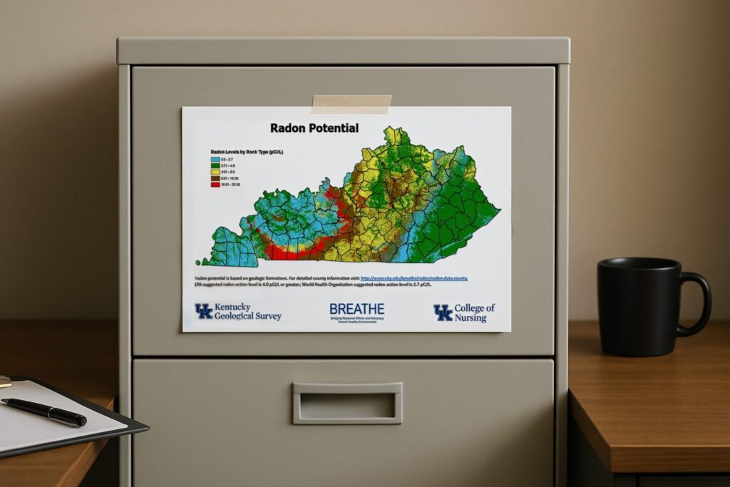 Radon Risk Goes Beyond Basements Kentucky radon potential map from Kentucky Geological Survey