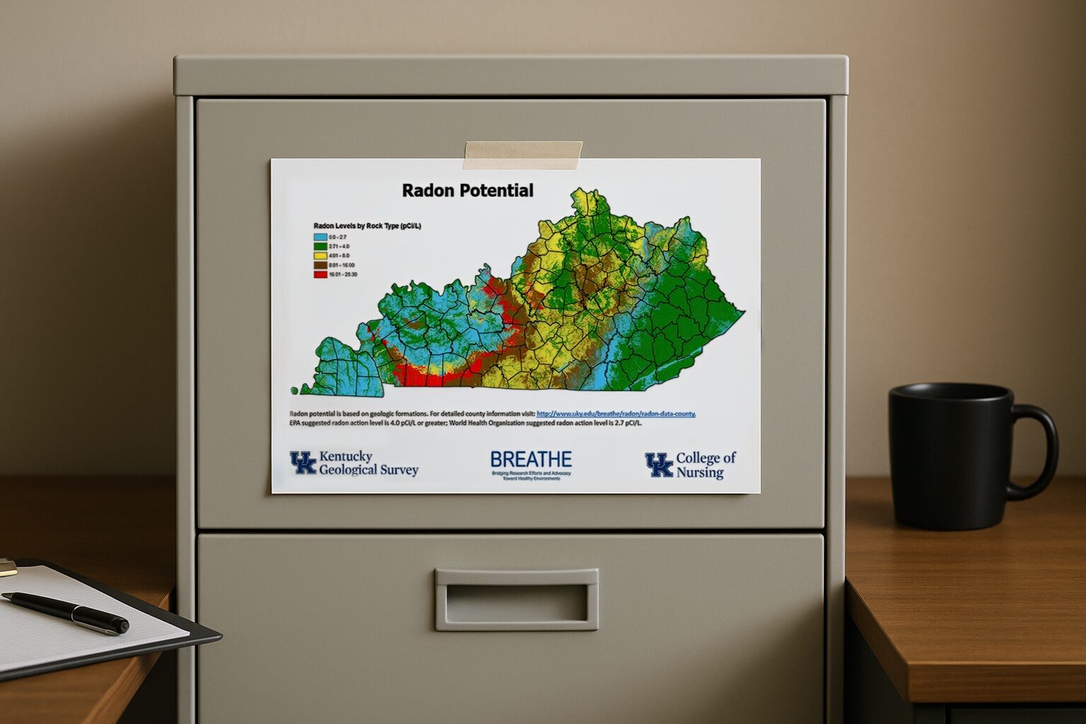 Kentucky radon potential map from Kentucky Geological Survey